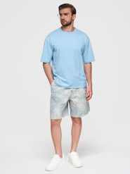 T-shirt bawełniany męski LOOSE FIT z okrągłym dekoltem – błękitny V7 - Rozmiar: XL. Niebieskie t-shirty męskie Ombre Clothing, l, bez wzorów, z bawełny, bez kołnierzyka. Za 169.99 zł.