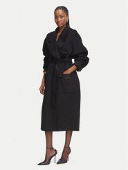 Elisabetta Franchi Płaszcz wełniany CP-01D-66E2-V850 Czarny Regular Fit. Czarne płaszcze damskie Elisabetta Franchi, na zimę, bez wzorów, z wełny. Za 3,629.00 zł.