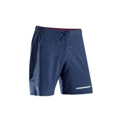 Spodenki do biegania RUN DRY+ męskie. Czarne szorty męskie KALENJI, bez wzorów, z elastanu. Za 39.99 zł.