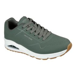 Tenisówki Skechers Model Uno - Stand On Air Kolor Zielony. Zielone trampki i tenisówki męskie Skechers, bez wzorów, z materiału, bez zapięcia. W wyprzedaży za 337.95 zł.