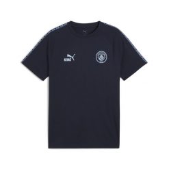 Męska koszulka Manchester City KING PUMA Deep Navy Team Light Blue. Niebieskie t-shirty sportowe męskie Puma, m, bez ramiączek, do piłki nożnej. Za 179.00 zł.