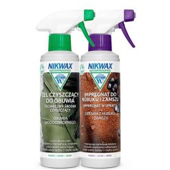 Zestaw do impregnacji i czyszczenia obuwia z nubuku i zamszu Nikwax 2 x 300 ml. Obuwie trekkingowe damskie Nikwax. Za 66.99 zł.
