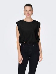 JDY Top w kolorze czarnym rozmiar: XL. Czarne topy damskie JDY, xl, bez wzorów, z bawełny, bez kołnierzyka. Za 52.79 zł.