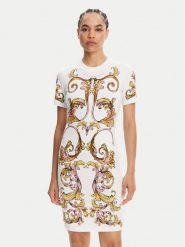 Versace Jeans Couture Sukienka codzienna 78HAO9P9 Biały Slim Fit. Białe sukienki damskie Versace Jeans Couture, na co dzień, s, bez wzorów, z bawełny, bez kołnierzyka, bez ramiączek, proste. Za 979.99 zł.
