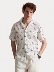 Polo Ralph Lauren Koszula 710B18630001 Biały Regular Fit. Białe koszule męskie Polo Ralph Lauren, l, bez wzorów, ze lnu, bez kołnierzyka, bez ramiączek. Za 859.99 zł.
