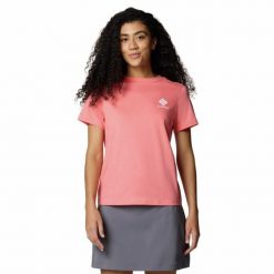 Koszulka damska Columbia Rolling Bend Graphic Short Sleeve z krótkim rękawem. Czerwone t-shirty damskie Columbia, l, bez wzorów, bez kołnierzyka. Za 84.99 zł.