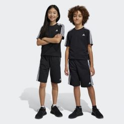 Essentials 3-Stripes Knit Shorts. Białe szorty męskie Adidas, bez wzorów, z materiału, sportowe. Za 96.00 zł.