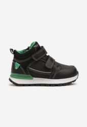 Czarno-Zielone Płaskie Botki w Stylu Sneakersów Ozdobione Przeszyciami Derizia. Czarne botki dziewczęce Born2be, bez wzorów, z materiału, bez ramiączek. Za 24.99 zł.