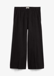 Spodnie culotte z z elastyczną gumką w talii z mieszanki wiskozy. Czarne spodnie materiałowe damskie bonprix, bez wzorów, z wiskozy. Za 149.99 zł.