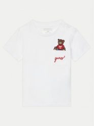 Guess T-Shirt I5RI03 I3Z14 Biały Regular Fit. Białe t-shirty chłopięce Guess, z aplikacjami, z bawełny, bez ramiączek. Za 59.99 zł.
