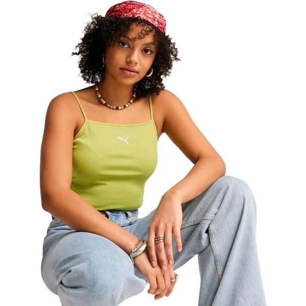 Podkoszulek damskie Puma Wardrobe Ess Ribbed Tank Top. Zielone topy damskie Puma, m, bez wzorów, z bawełny, bez kołnierzyka. Za 190.00 zł.