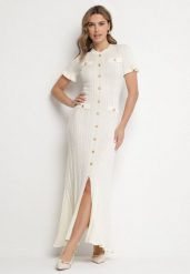 Beżowa Wiskozowa Sukienka Ozdobiona Guzikami Talimira. Brązowe sukienki damskie Born2be, na co dzień, uniwersalny, z aplikacjami, z wiskozy, eleganckie, bez kołnierzyka, bez ramiączek, maxi, proste. W wyprzedaży za 143.99 zł.