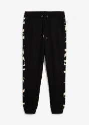 Spodnie sportowe, regular fit. Czarne spodnie dresowe męskie bonprix, z dresówki. Za 119.99 zł.