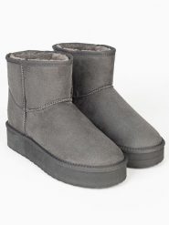 ISLAND BOOT Botki zimowe "Stela" w kolorze szarym rozmiar: 37. Szare botki damskie Island Boot, na zimę, bez obcasa, bez zapięcia. Za 136.78 zł.