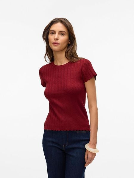 ONLY Koszulka w kolorze bordowym rozmiar: M. Czerwone bluzki damskie Only, m, bez wzorów, bez kołnierzyka. Za 65.38 zł.