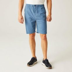 Aldan Chino męskie spodenki. Niebieskie szorty męskie Regatta, bez wzorów, z bawełny, eleganckie. W wyprzedaży za 99.99 zł.