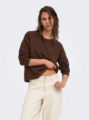 ONLY Sweter w kolorze brązowym rozmiar: L. Brązowe swetry klasyczne damskie Only, l, z wełny, bez kołnierzyka. Za 85.95 zł.
