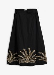 Spódnica maxi z haftem. Czarne spódniczki damskie bonprix, bez wzorów, z bawełny, maxi. Za 219.99 zł.