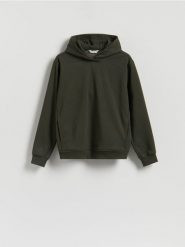 Bluza regular z kapturem - ciemnozielony. Zielone bluzy z kapturem męskie Reserved, l, z bawełny. Za 139.99 zł.