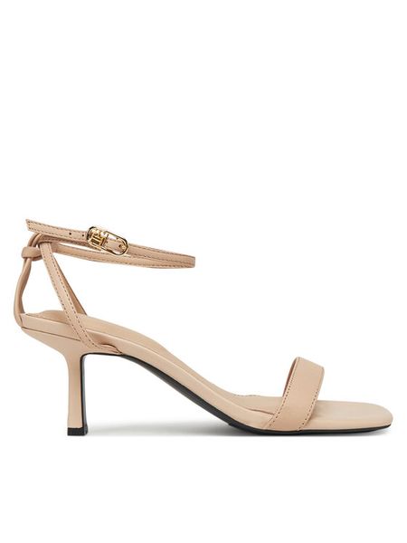 Tommy Hilfiger Sandały Leather Knots Kitten Sandal FW0FW08424 Beżowy. Brązowe sandały damskie Tommy Hilfiger, bez wzorów, ze skóry, bez obcasa, na szpilce. Za 339.99 zł.