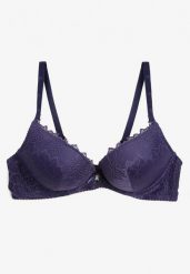Fioletowy Biustonosz Push Up z Koronką Pahalia. Fioletowe biustonosze Renee, bez wzorów, z koronki. Za 34.99 zł.