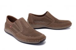 RIEKER 05277-64 beige, półbuty męskie. Brązowe półbuty męskie Rieker, na lato, bez zapięcia. Za 314.42 zł.
