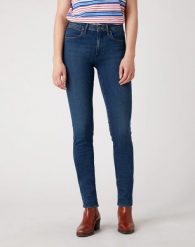 DAMSKIE SPODNIE JEANSOWE WRANGLER SLIM VINTAGE INK W28LGD18I 112128386. Spodnie materiałowe damskie Wrangler, bez wzorów, z jeansu, vintage. Za 199.99 zł.