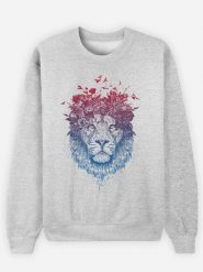 WOOOP Bluza "Floral Lion" w kolorze szarym rozmiar: XL. Szare bluzy bez kaptura damskie Wooop, xl, z bawełny. Za 114.98 zł.