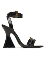Versace Jeans Couture Sandały 79VA3S36 Czarny. Czarne sandały damskie Versace Jeans Couture, bez wzorów, z jeansu, bez obcasa, na słupku. Za 729.99 zł.