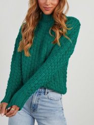 Milan Kiss Sweter w kolorze zielonym rozmiar: L. Zielone golfy damskie Milan Kiss, l, bez wzorów, bez ramiączek. Za 215.21 zł.