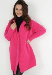 Fuksjowy Płaszcz z Bawełną Oversize Klepheia. Czerwone płaszcze damskie Born2be, bez wzorów, z bawełny. Za 209.99 zł.