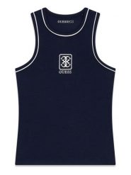 Guess Top J6GI11 K6YW4 Granatowy Regular Fit. Niebieskie t-shirty chłopięce Guess, z aplikacjami, z bawełny, bez ramiączek. Za 84.99 zł.