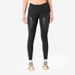 Legginsy do biegania damskie KIPRUN RHEON. Czarne legginsy damskie KIPRUN, l, bez wzorów, z elastanu. Za 299.99 zł.