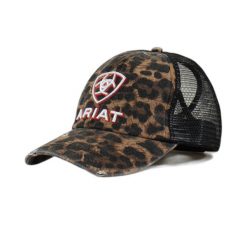 Damska czapka typu trucker Ariat. Czarne czapki z daszkiem damskie Ariat, bez wzorów, z bawełny. Za 177.50 zł.