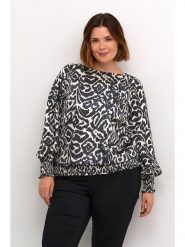 KAFFE curve Bluzka w kolorze czarno-kremowym rozmiar: 56. Brązowe bluzki damskie KAFFE curve, bez wzorów, bez kołnierzyka, bez ramiączek. Za 104.99 zł.