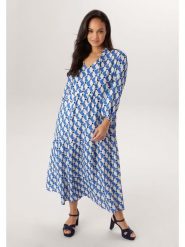 Aniston Sukienka w kolorze niebiesko-białym rozmiar: 48. Niebieskie sukienki damskie Aniston, bez wzorów, z wiskozy, bez kołnierzyka, bez ramiączek, midi. Za 217.99 zł.