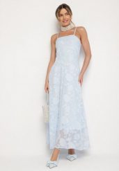 Jasnoniebieska Rozkloszowana Sukienka Vices z Gorsetowym Wiązaniem Fenosella. Niebieskie sukienki damskie Born2be, na imprezę, na lato, l, z aplikacjami, eleganckie, bez kołnierzyka, bez ramiączek, midi, gorsetowe. W wyprzedaży za 111.99 zł.