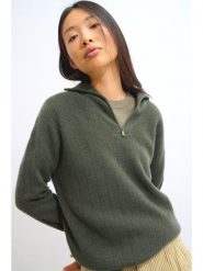 AUTHENTIC CASHMERE Kaszmirowy sweter w kolorze ciemnozielonym rozmiar: XL. Zielone golfy damskie AUTHENTIC CASHMERE, xl, z kaszmiru, bez kołnierzyka. Za 479.76 zł.