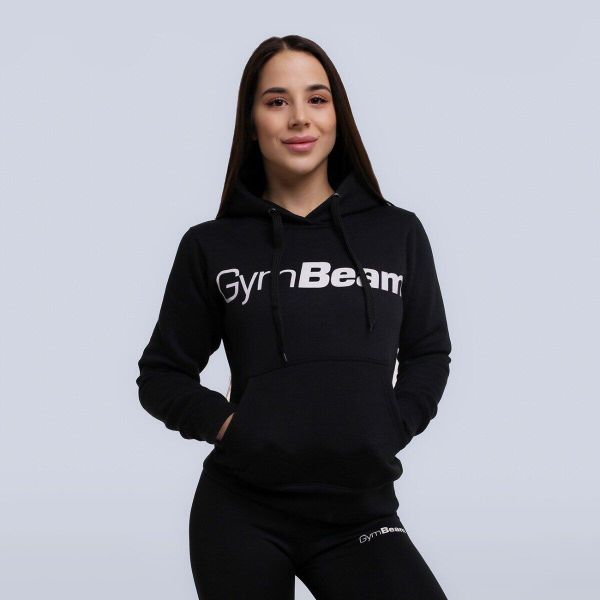 Bluza damska fitness z kapturem czarna Athlete. Czarne bluzy sportowe damskie GYMBEAM, xs, bez wzorów, z bawełny, bez ramiączek, długie, z kapturem. Za 83.90 zł.