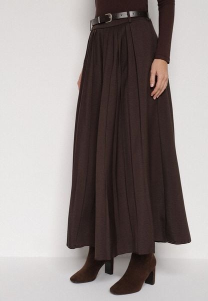 Brązowa Wiskozowa Spódnica o Rozkloszowanym Kroju z Paskiem z Klamrą Lawedisa. Brązowe spódniczki damskie Born2be, l, bez wzorów, z bawełny, biznesowe, maxi, rozkloszowane. Za 139.99 zł.