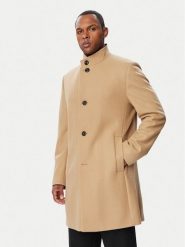 HUGO Płaszcz wełniany 50569223 Beżowy Regular Fit. Brązowe płaszcze męskie Hugo, na zimę, m, bez wzorów, z wełny. Za 1,849.00 zł.