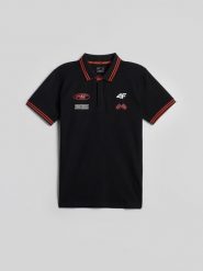 4F Koszulka polo regular męska - czarna XXL. Czarne koszulki polo męskie 4f, m, bez wzorów, z dzianiny, bez ramiączek. Za 99.99 zł.