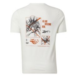 T-shirt court Reebok Basketball. Białe t-shirty męskie Reebok, bez wzorów, bez kołnierzyka. Za 149.05 zł.