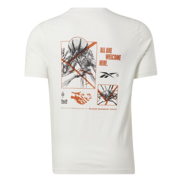 T-shirt court Reebok Basketball. Białe t-shirty męskie Reebok, bez wzorów, bez kołnierzyka. Za 149.95 zł.