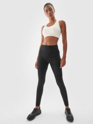 4F Legginsy treningowe bezszwowe z wysokim stanem damskie - czarne XS/S. Czarne legginsy damskie 4f, s, bez wzorów, z dzianiny. Za 129.99 zł.