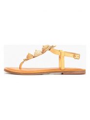 INUOVO Skórzane sandały w kolorze żółtym rozmiar: 35. Brązowe sandały damskie Inuovo, z aplikacjami, bez obcasa. Za 173.99 zł.