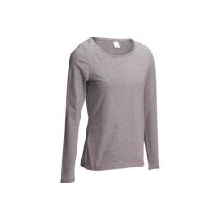 Koszulka długi rękaw Gym & Pilates 100 damska. Niebieskie bluzki sportowe damskie DOMYOS, xl, bez wzorów, z bawełny, bez kołnierzyka. Za 19.99 zł.