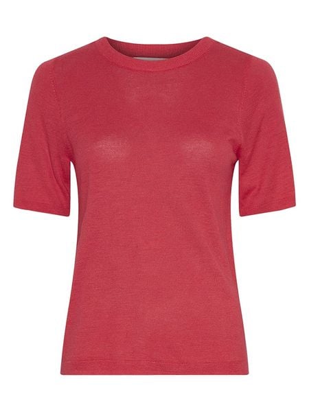 MOSS COPENHAGEN Bluzka w kolorze czerwonym rozmiar: S/M. Czerwone bluzki damskie MOSS COPENHAGEN, m, bez wzorów, bez kołnierzyka, bez ramiączek. Za 91.77 zł.