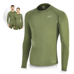 Koszulka termiczna zielona z długim rękawem 4FIZJO unisex. Czarne bluzki sportowe damskie 4FIZJO, na jesień, l, bez wzorów, z elastanu, bez ramiączek. Za 54.99 zł.