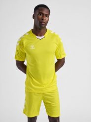 Koszulka piłkarska z krótkim rękawem męska Hummel Core XK Poly Jersey S/S. Niebieskie t-shirty sportowe męskie HUMMEL, m, z jersey, bez ramiączek, do piłki nożnej. Za 84.00 zł.